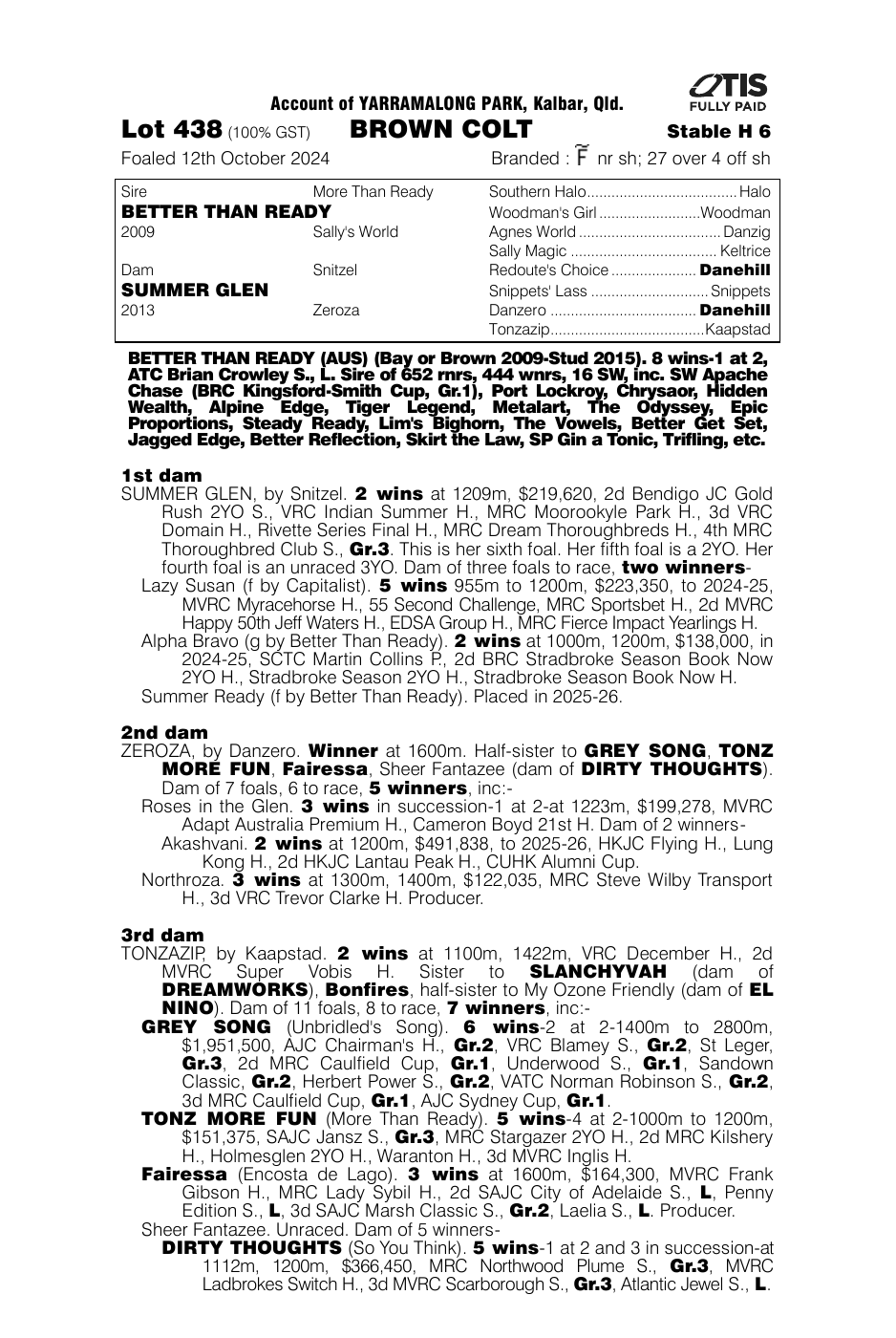 Pedigree - Lot 438