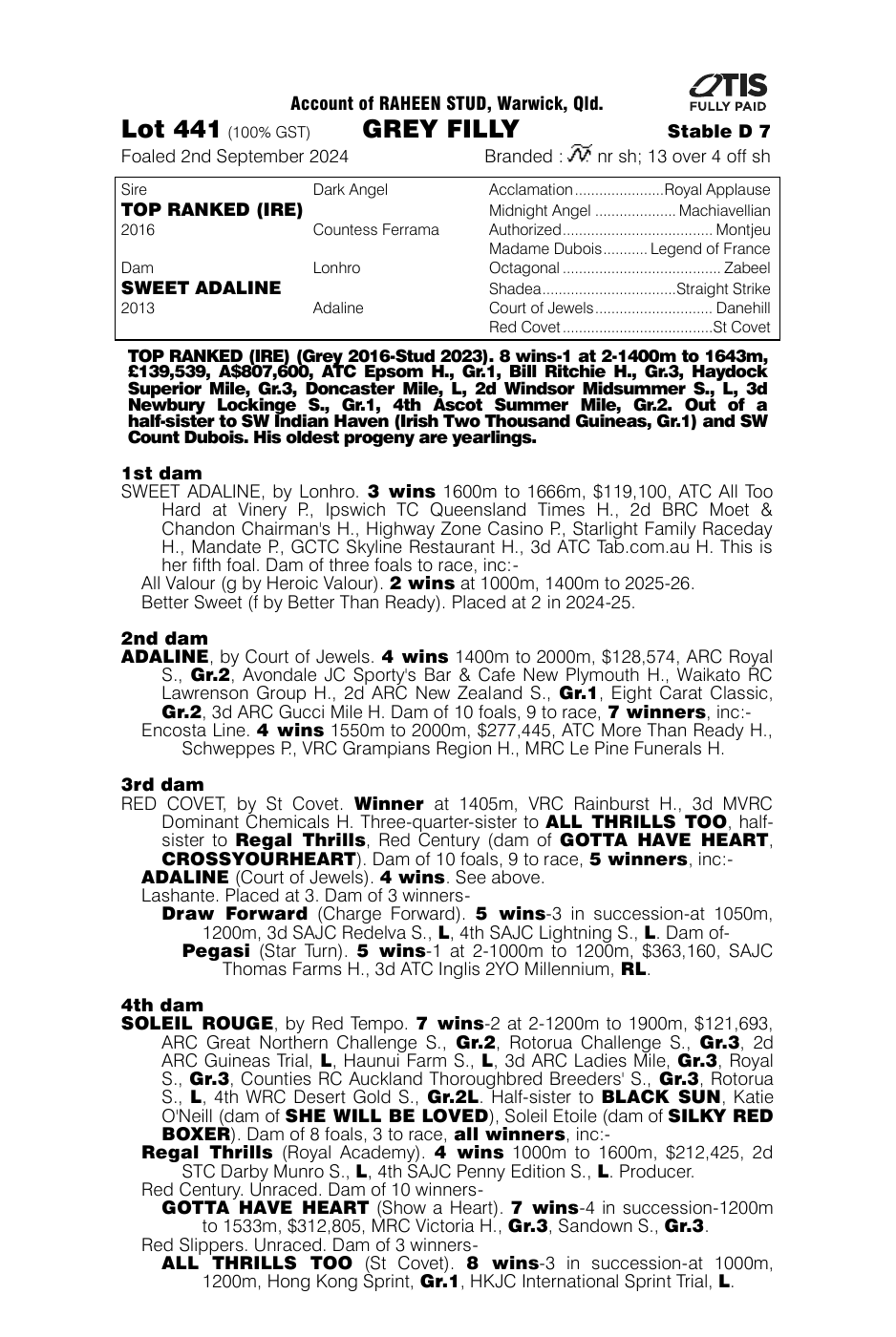Pedigree - Lot 441