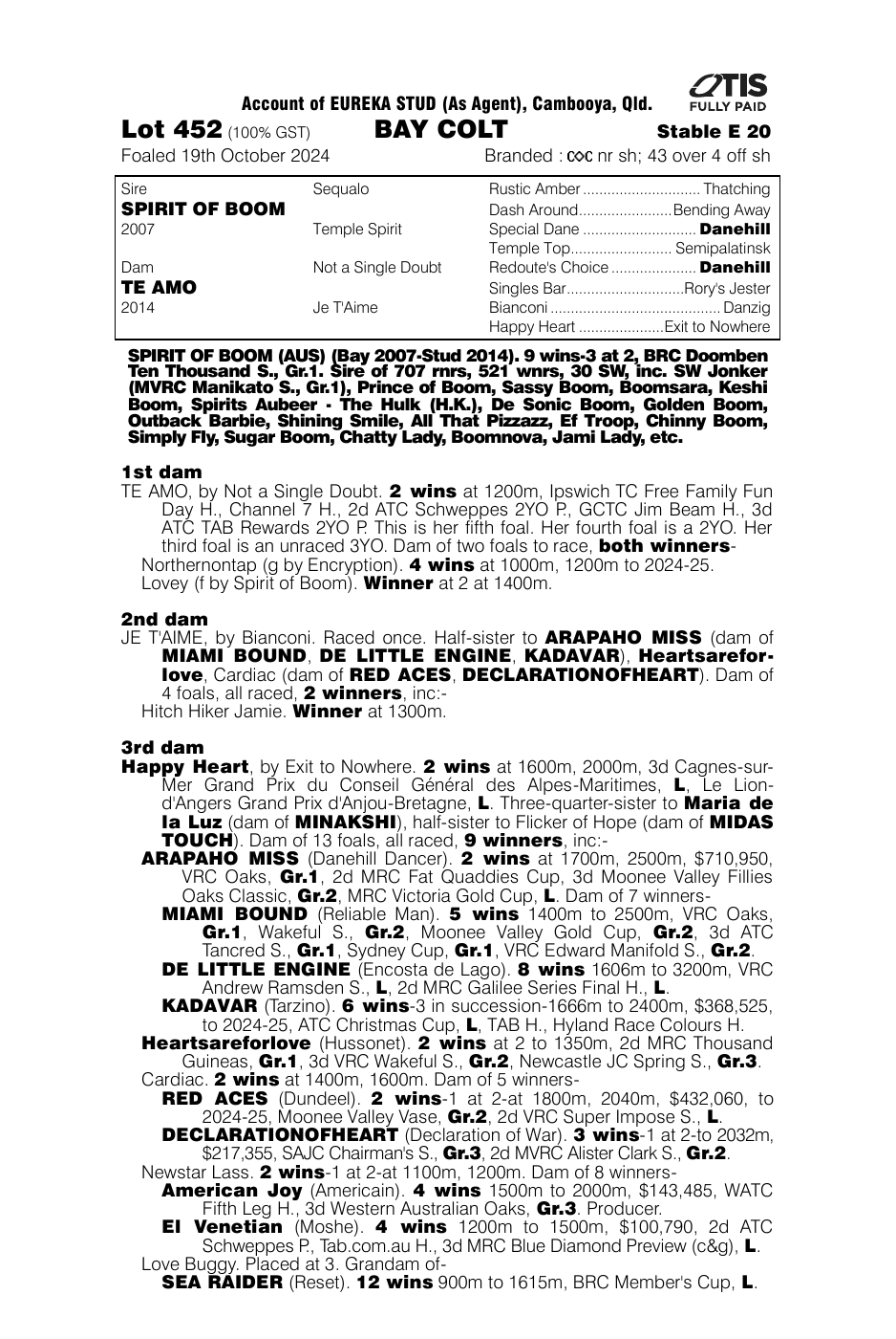 Pedigree - Lot 452