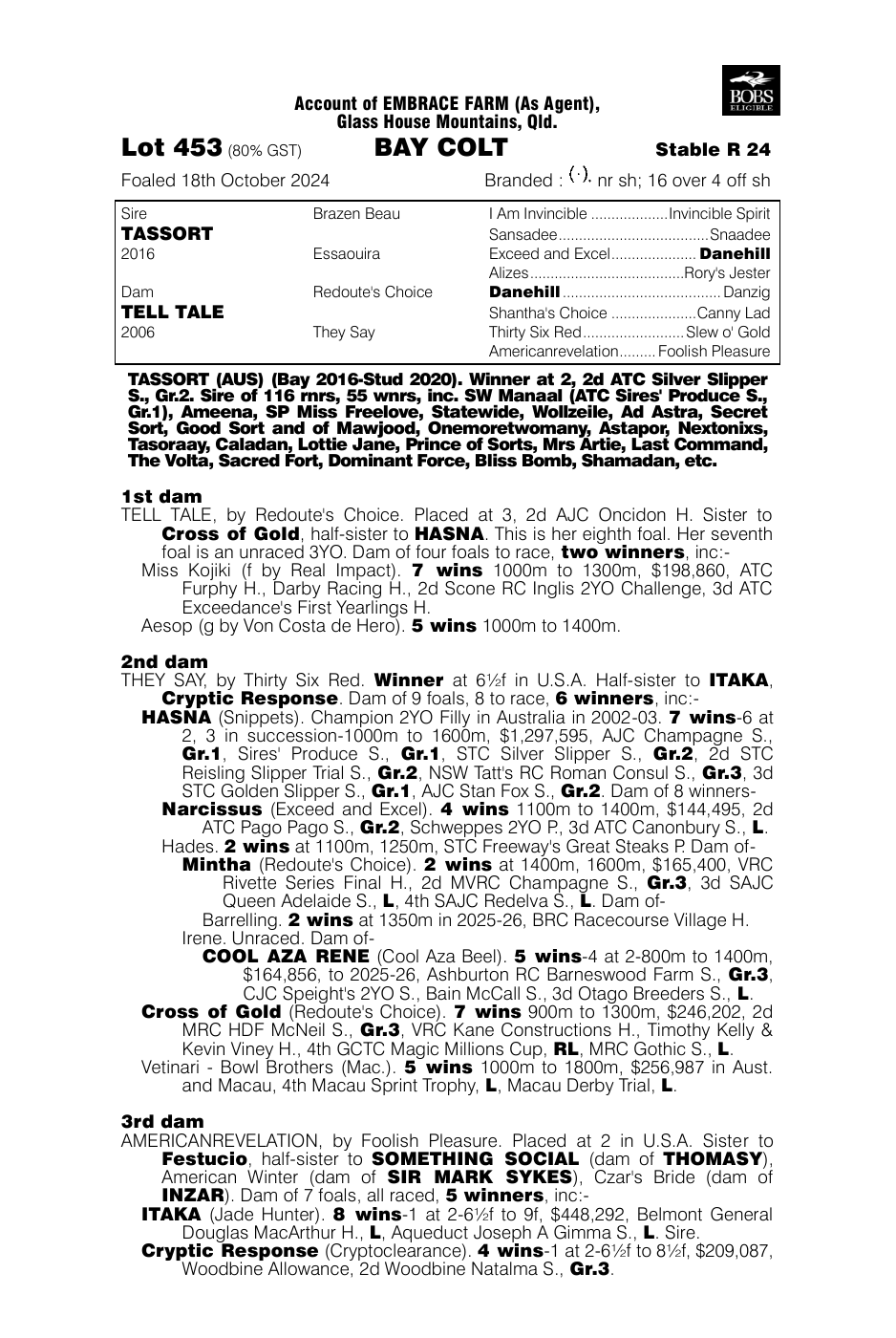 Pedigree - Lot 453