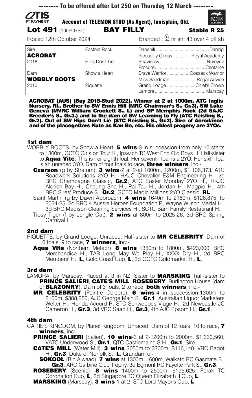 Pedigree - Lot 491