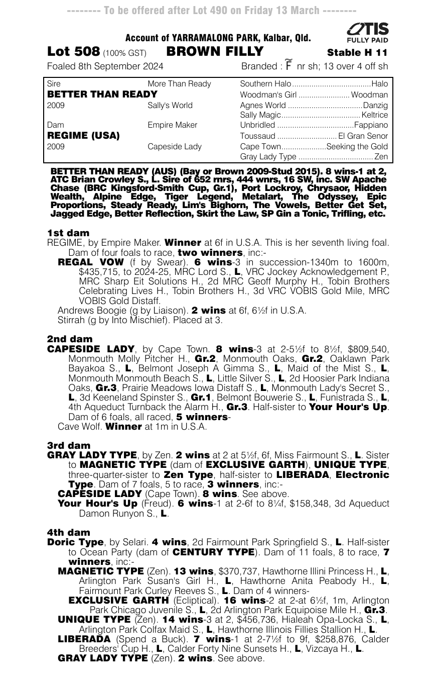 Pedigree - Lot 508