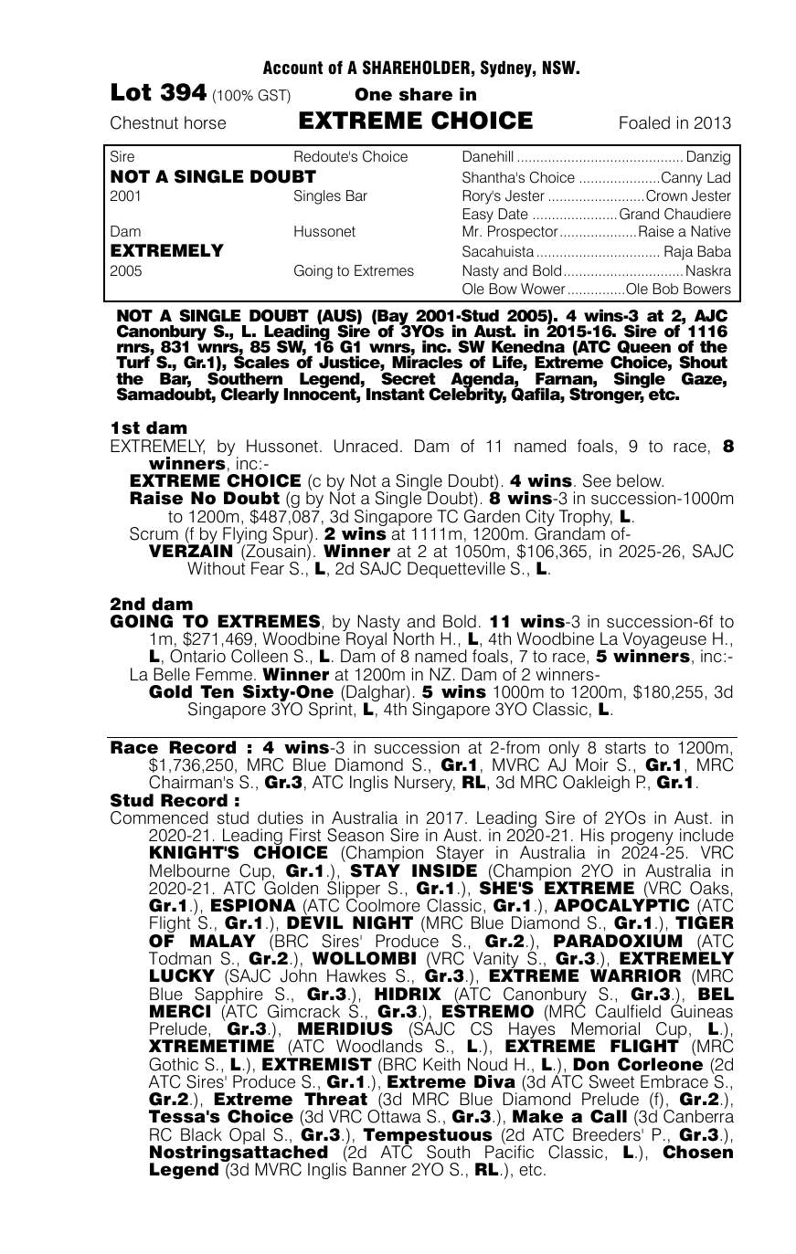 Pedigree - Lot 394