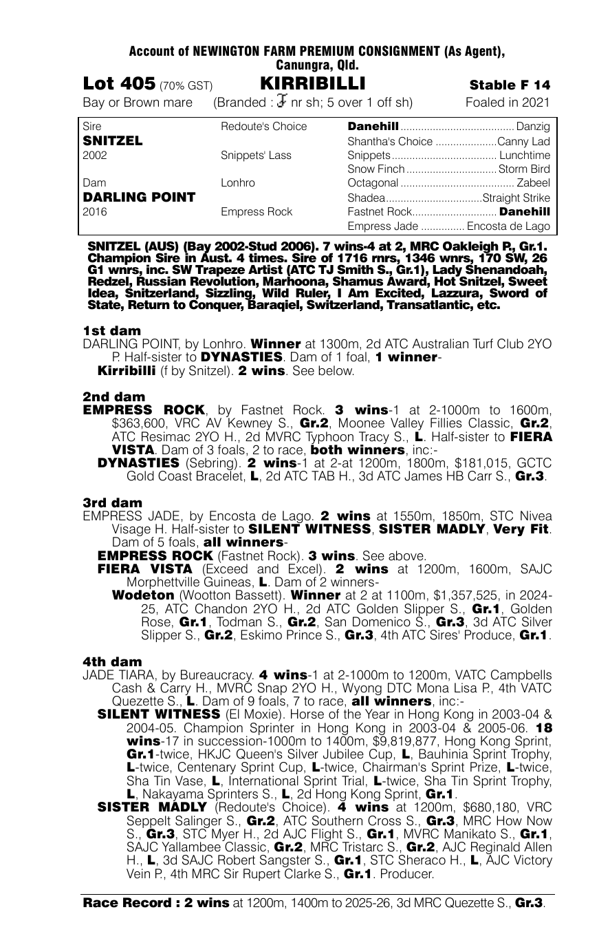 Pedigree - Lot 405
