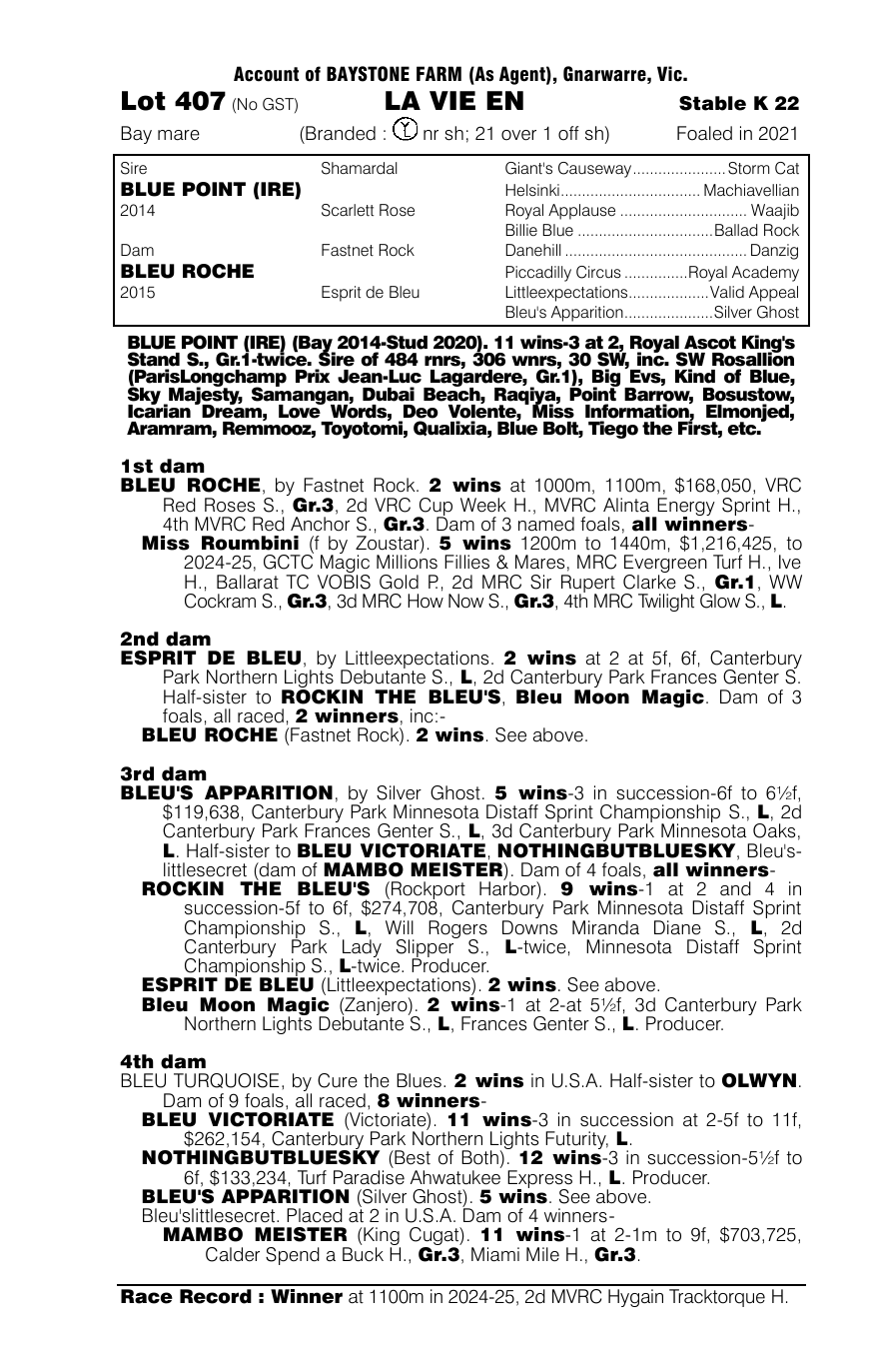 Pedigree - Lot 407