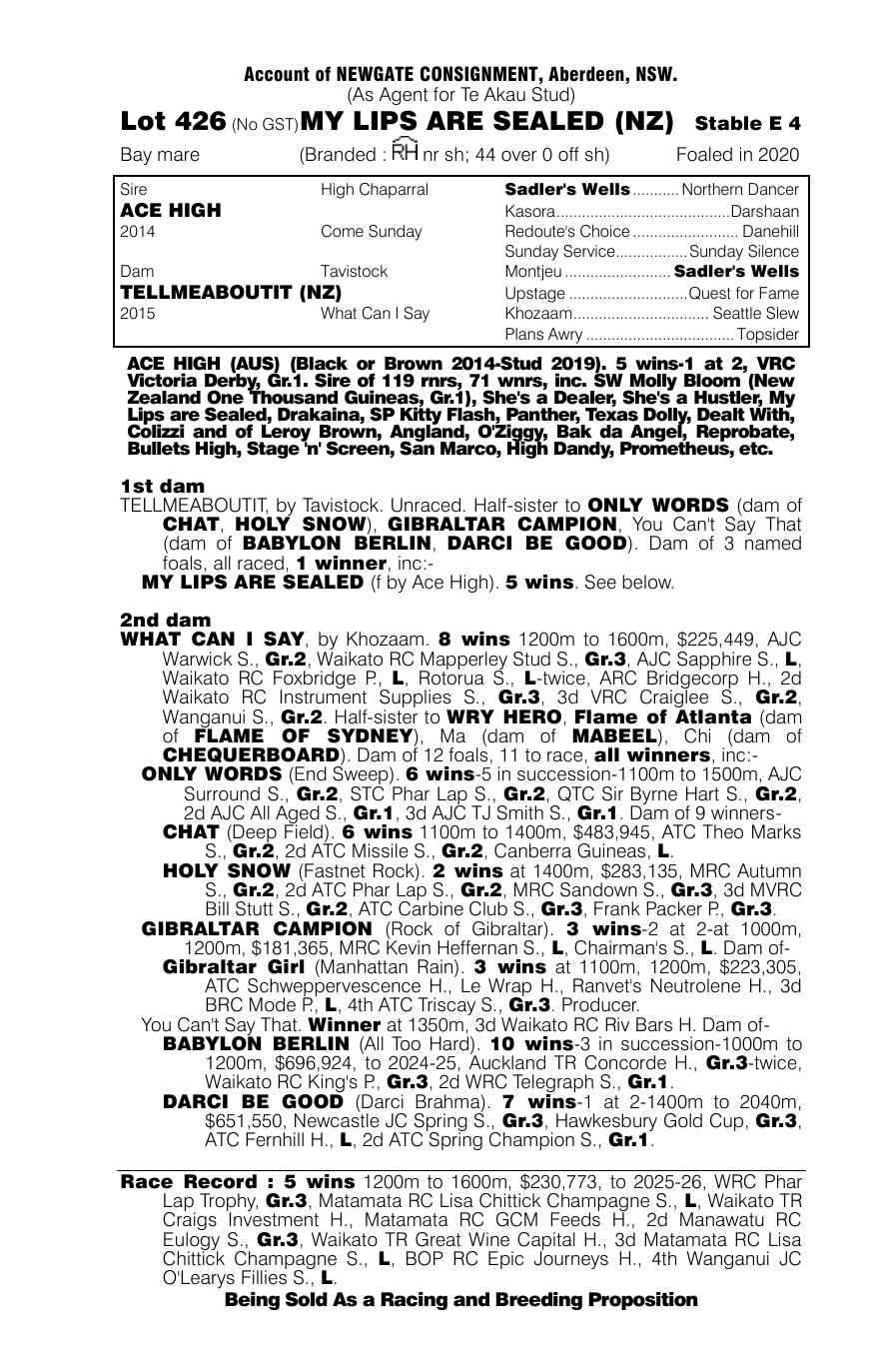 Pedigree - Lot 426