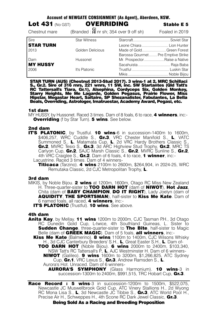 Pedigree - Lot 431