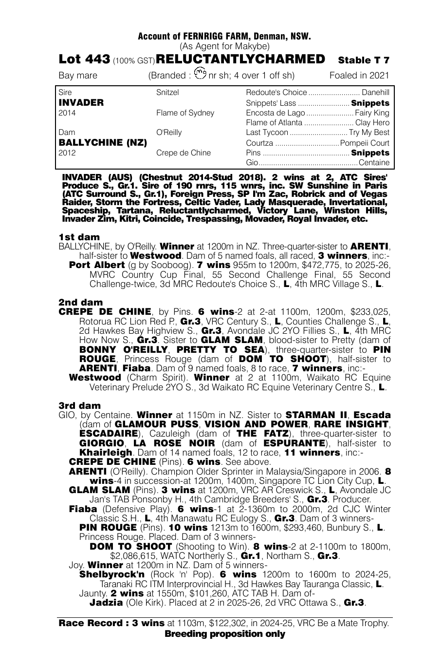 Pedigree - Lot 443