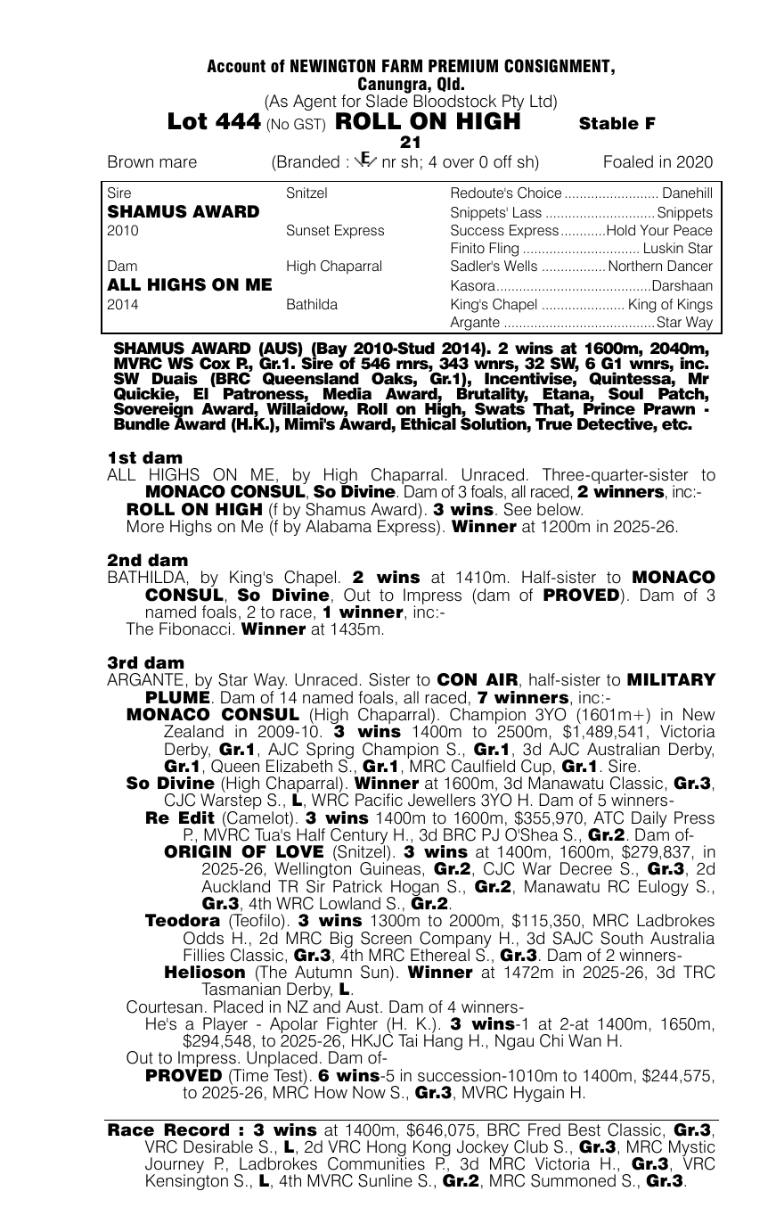 Pedigree - Lot 444