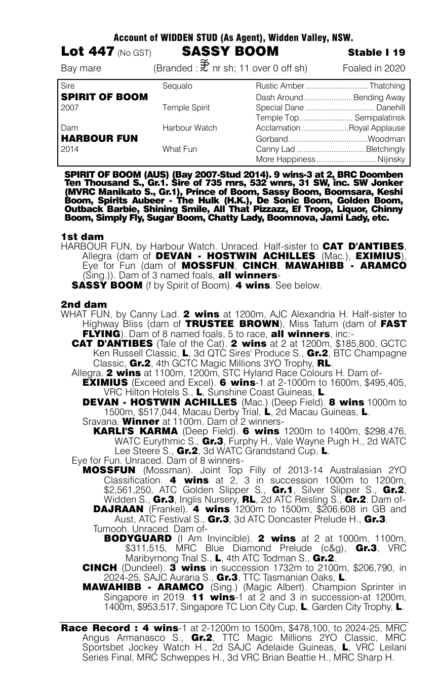 Pedigree - Lot 447