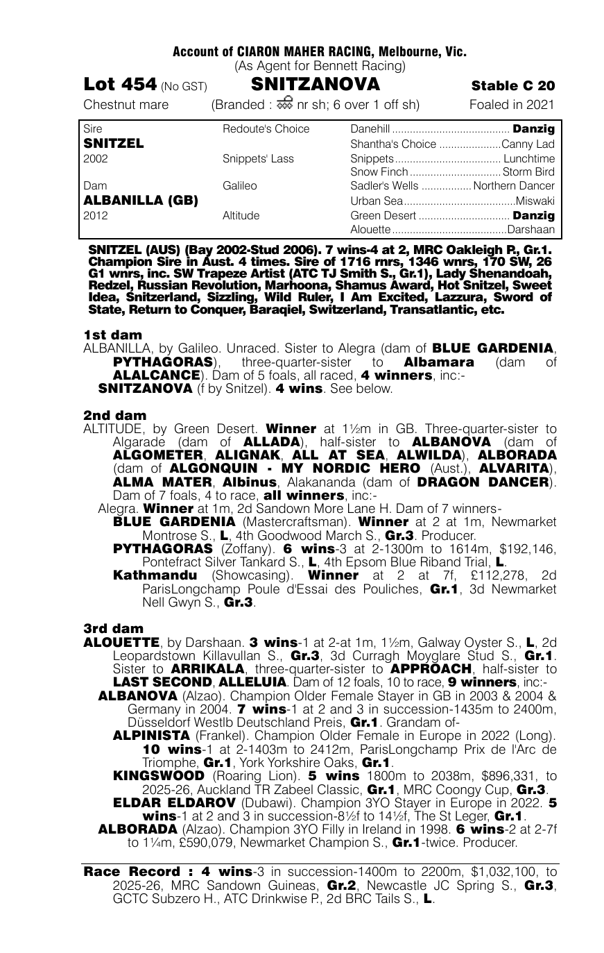 Pedigree - Lot 454