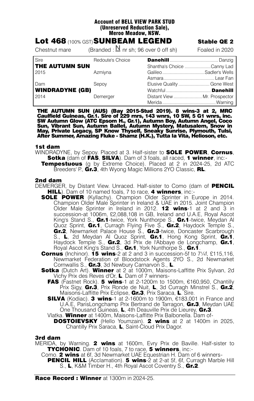 Pedigree - Lot 468