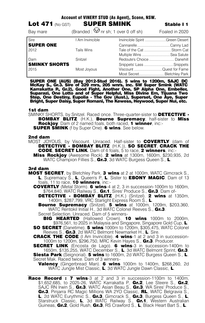 Pedigree - Lot 471