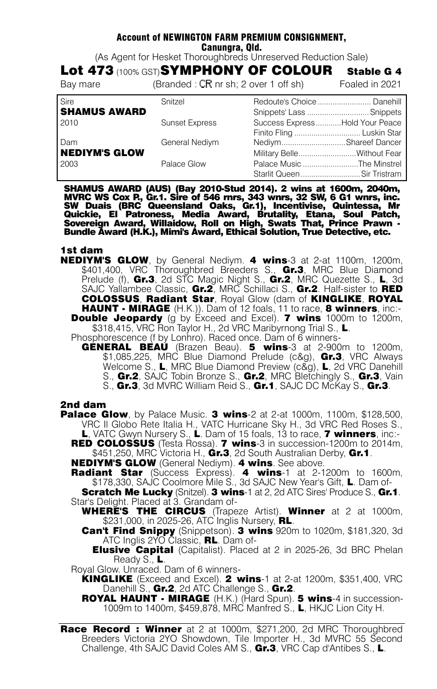Pedigree - Lot 473