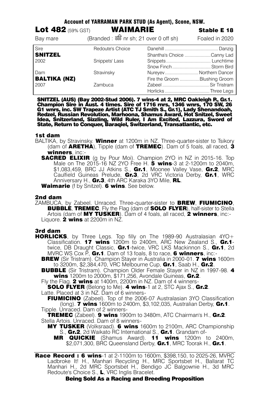 Pedigree - Lot 482