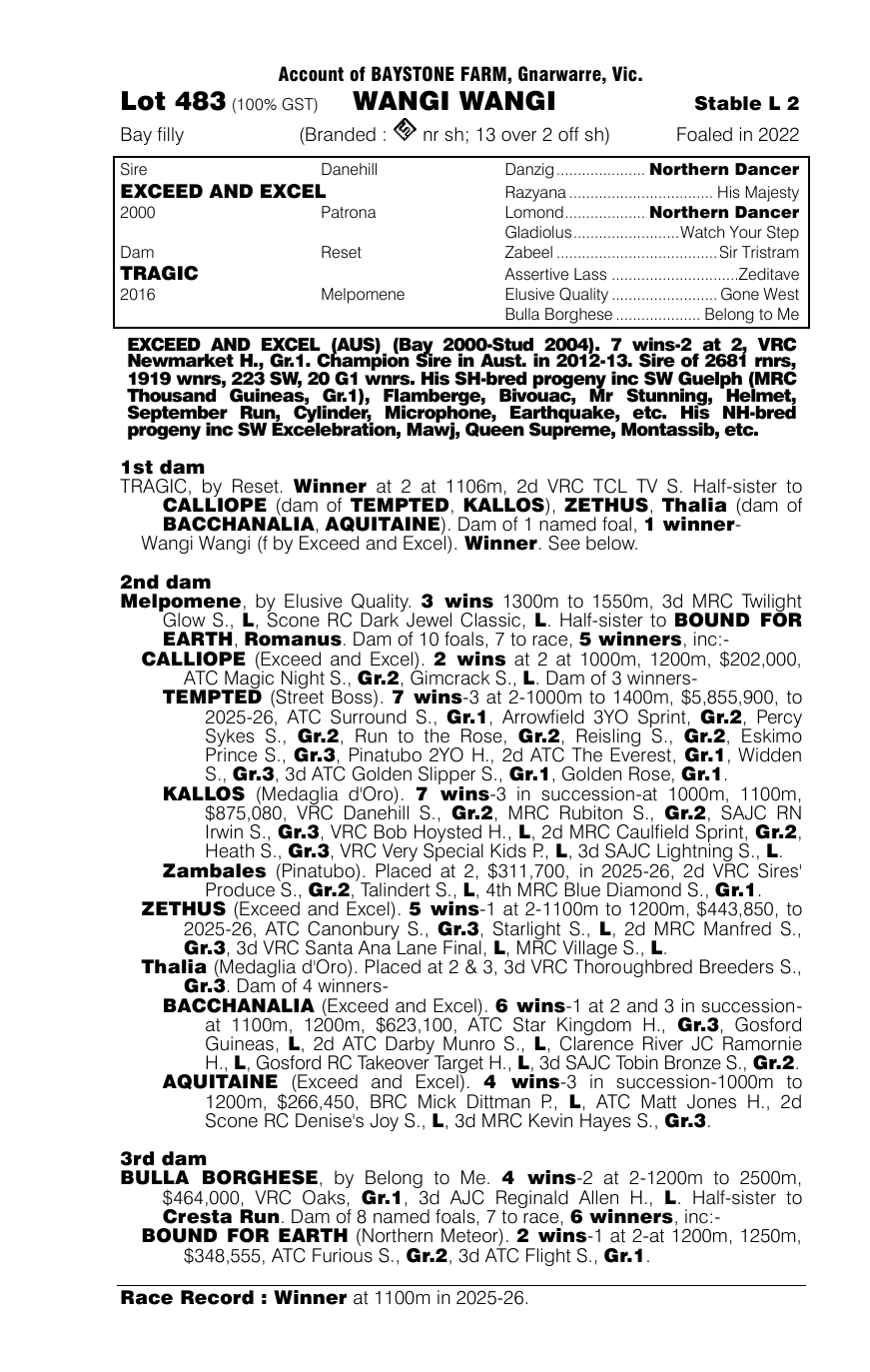 Pedigree - Lot 483