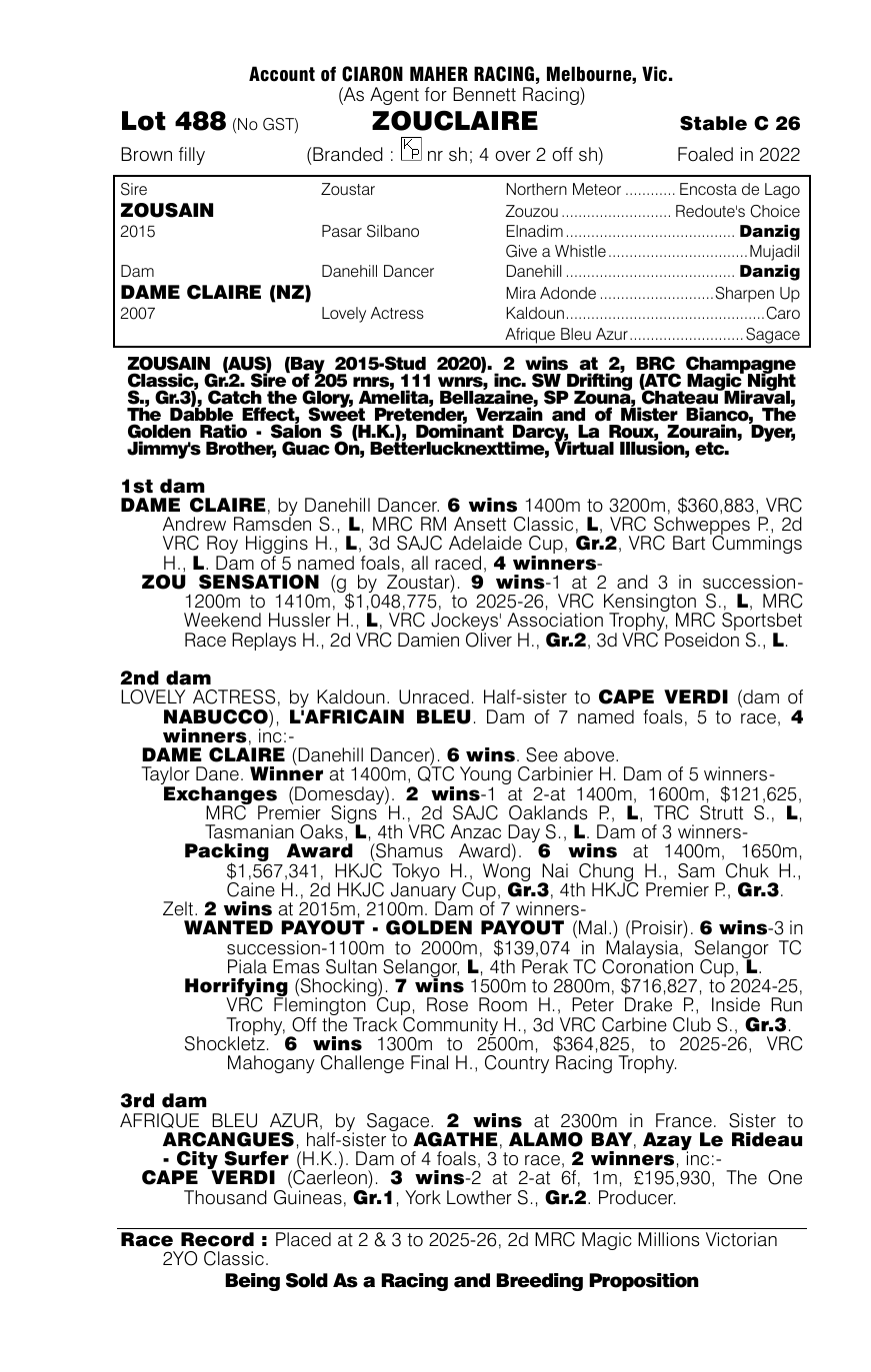 Pedigree - Lot 488