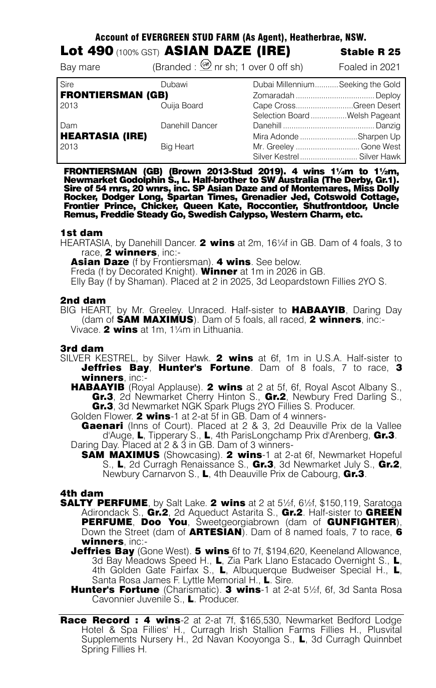 Pedigree - Lot 490