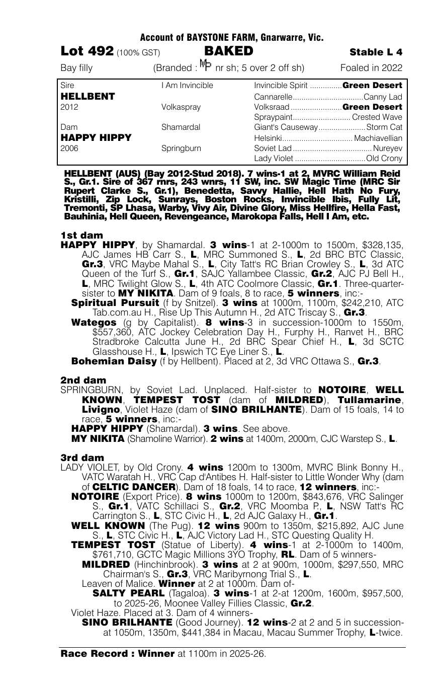 Pedigree - Lot 492