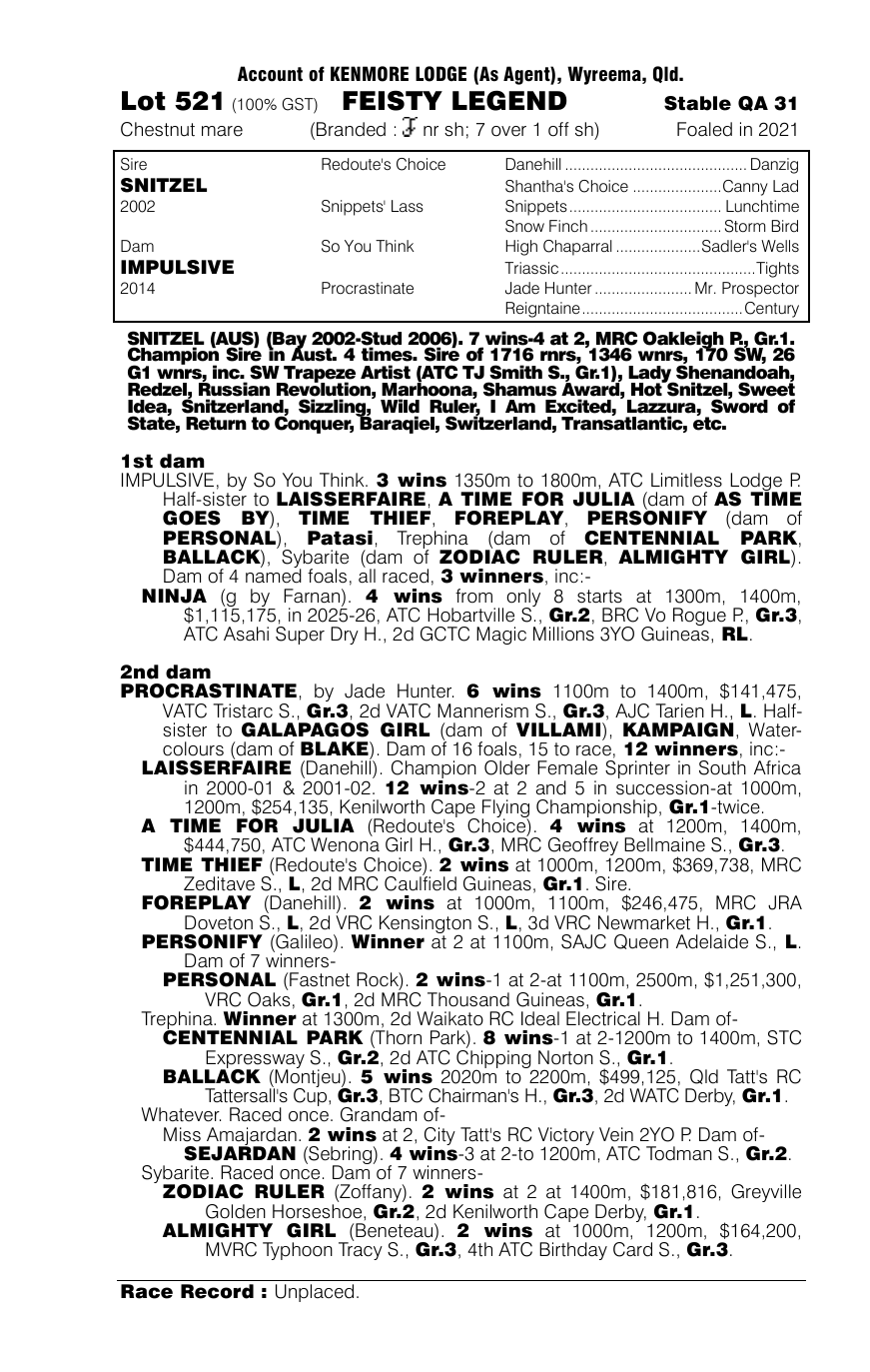 Pedigree - Lot 521