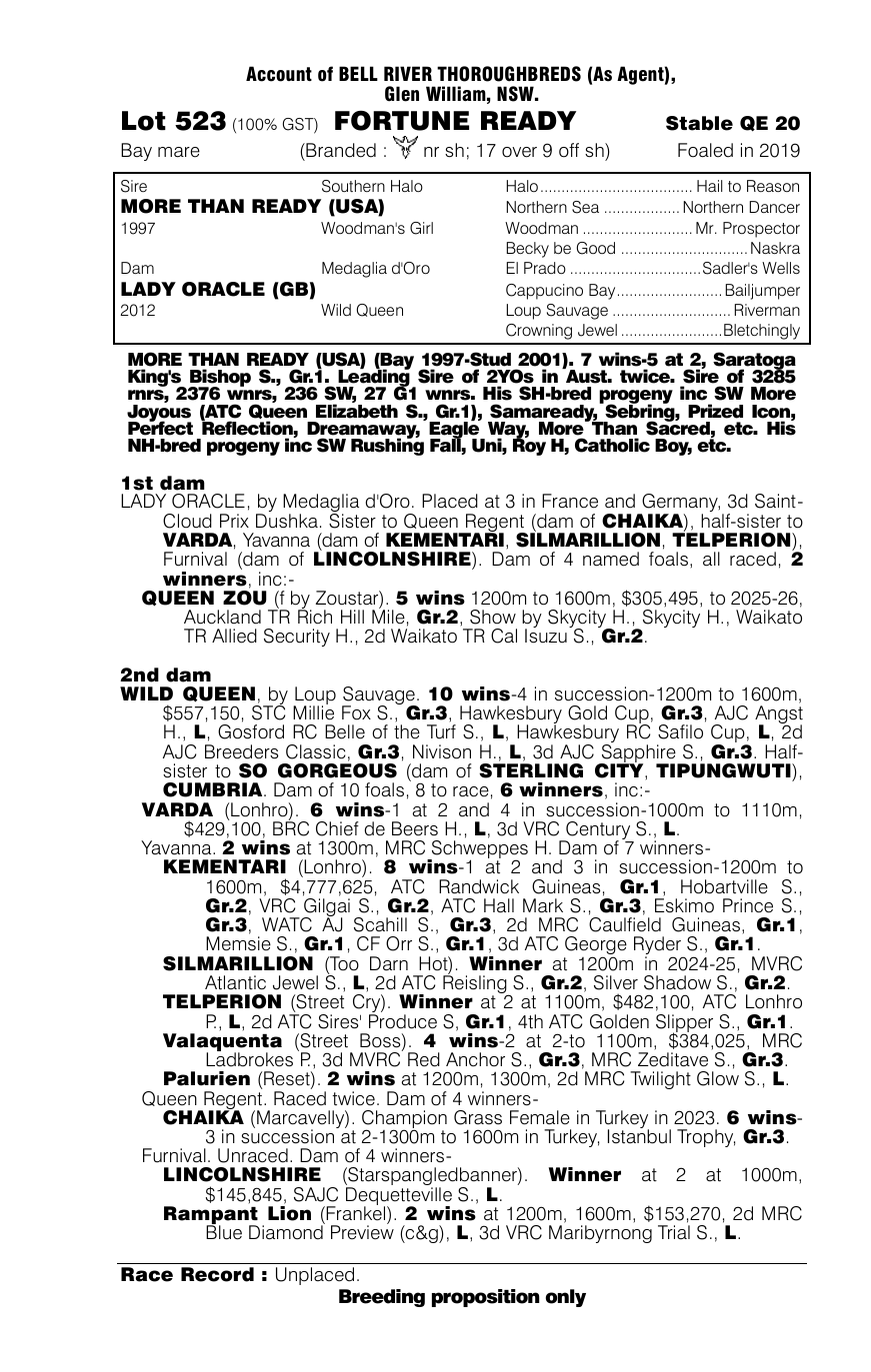 Pedigree - Lot 523
