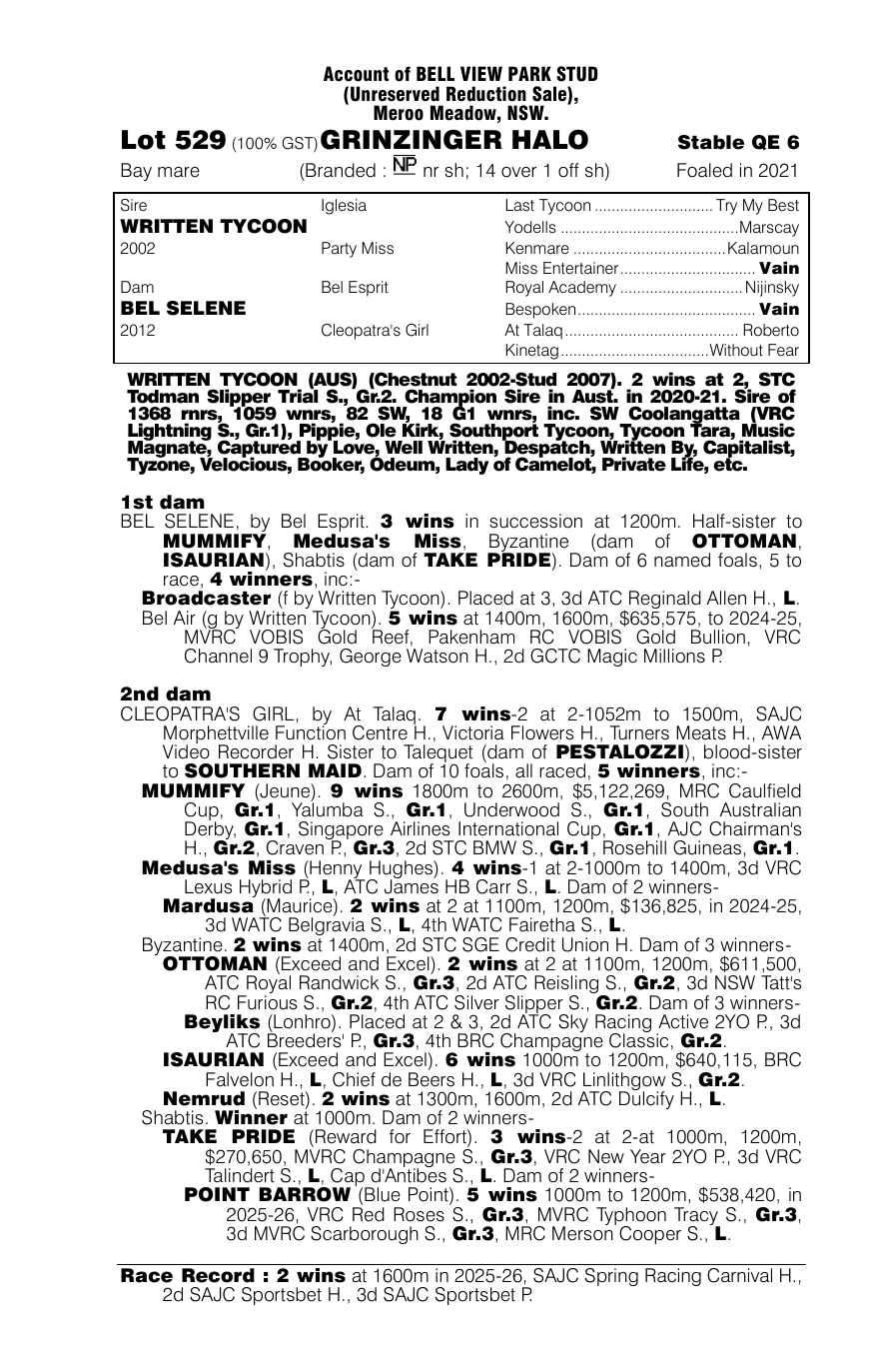 Pedigree - Lot 529