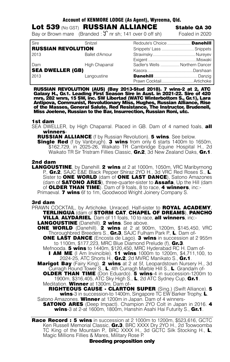 Pedigree - Lot 539