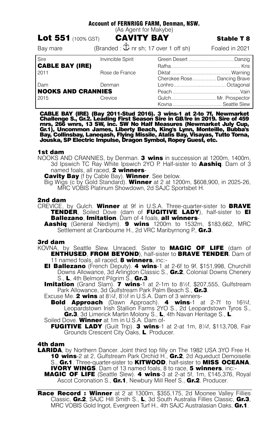 Pedigree - Lot 551