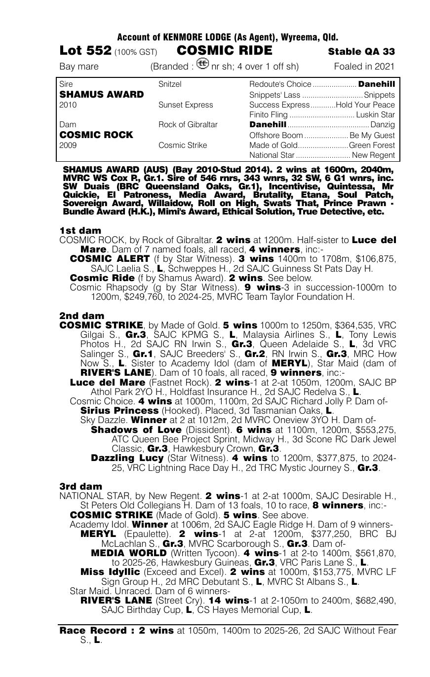 Pedigree - Lot 552