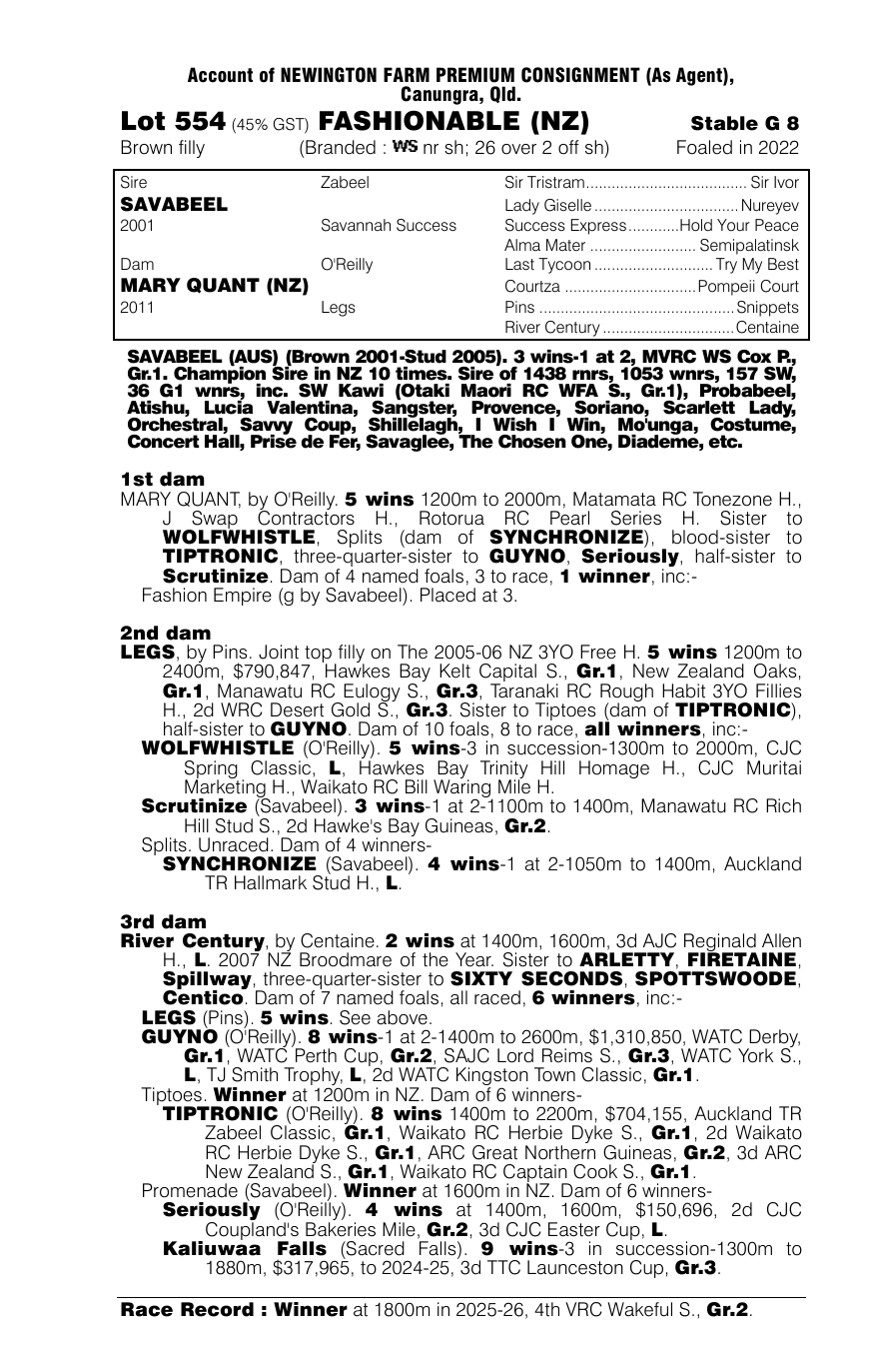Pedigree - Lot 554