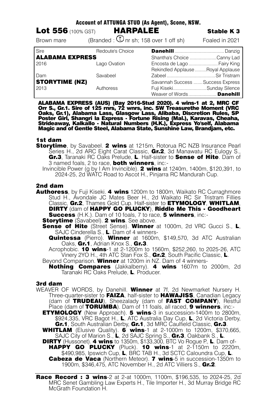 Pedigree - Lot 556