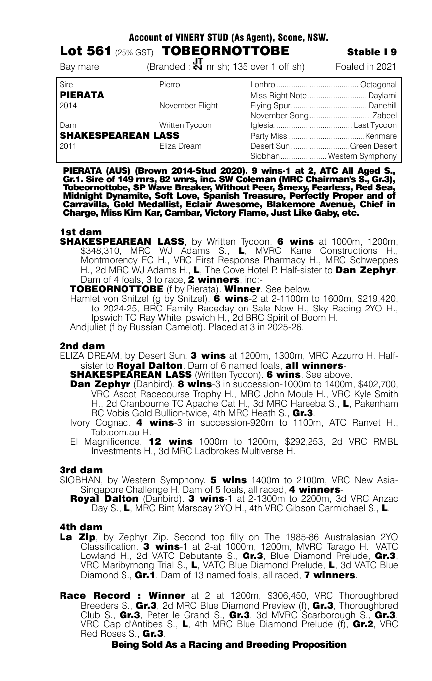 Pedigree - Lot 561
