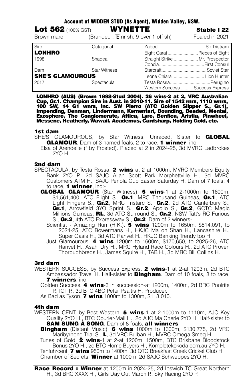 Pedigree - Lot 562