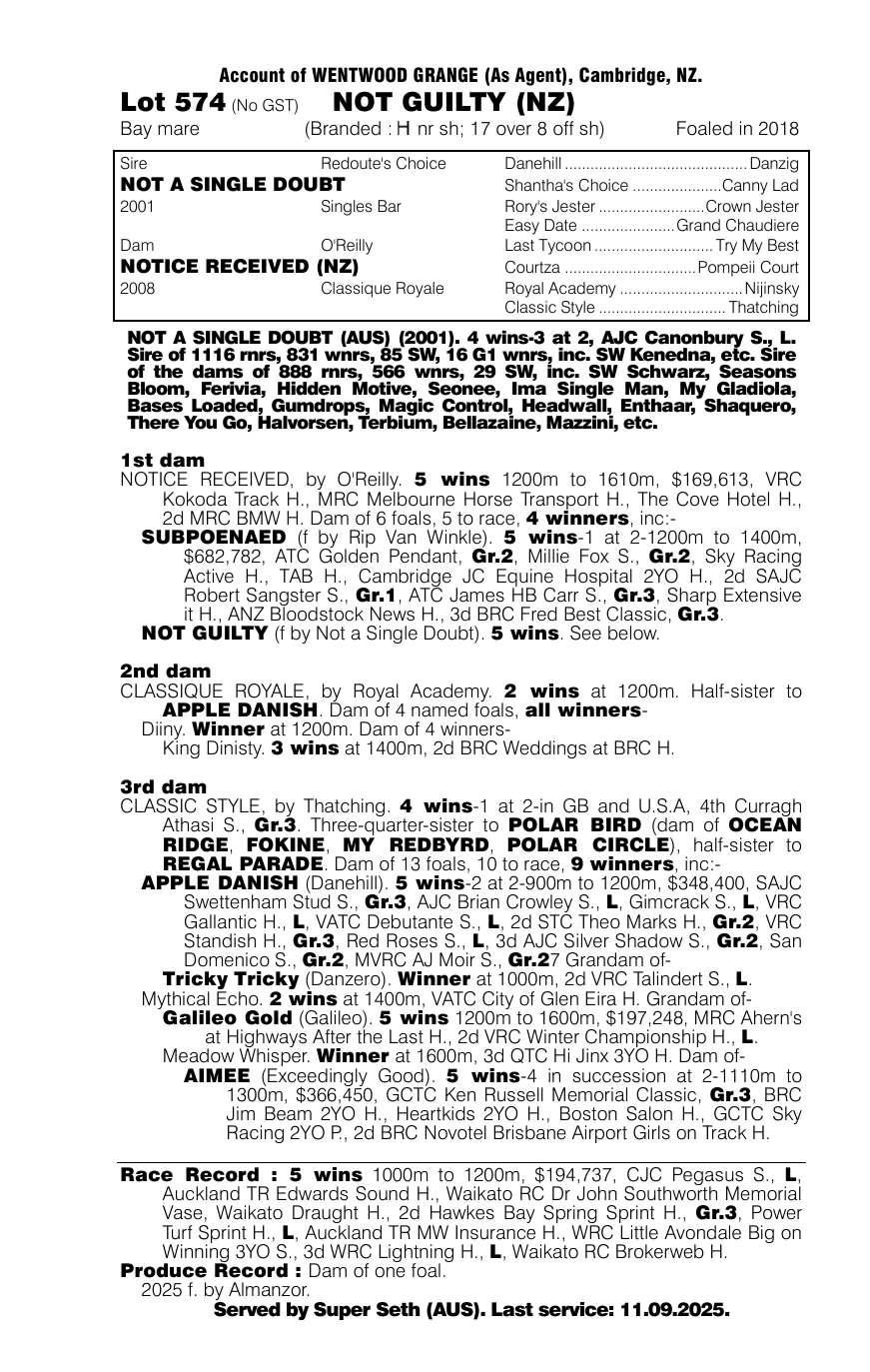 Pedigree - Lot 574