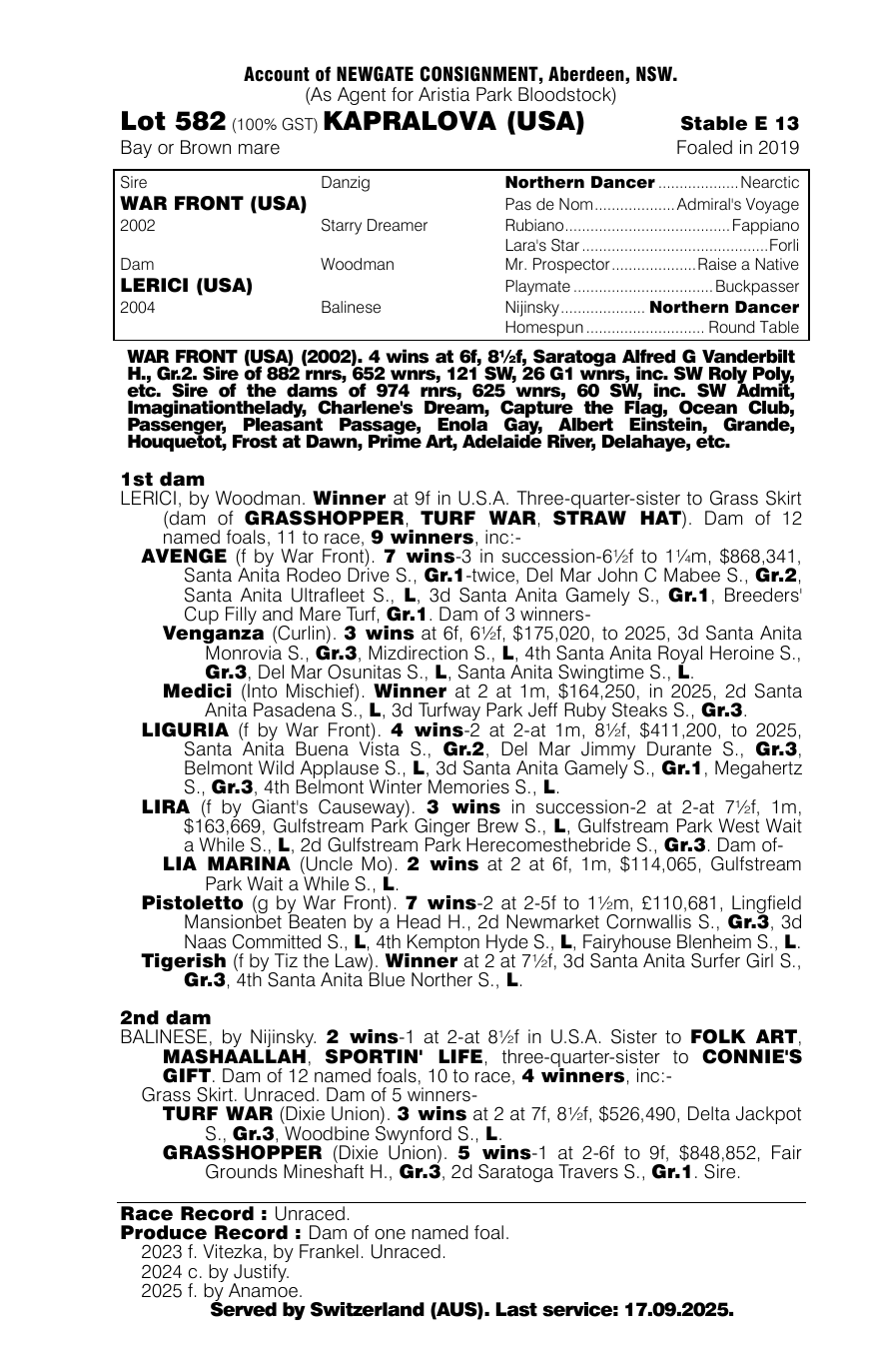 Pedigree - Lot 582