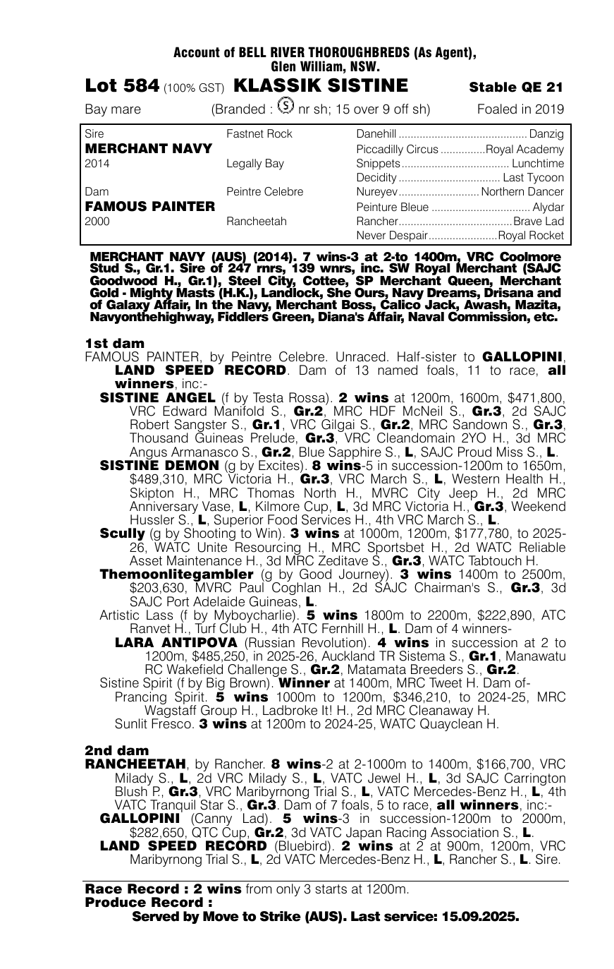 Pedigree - Lot 584