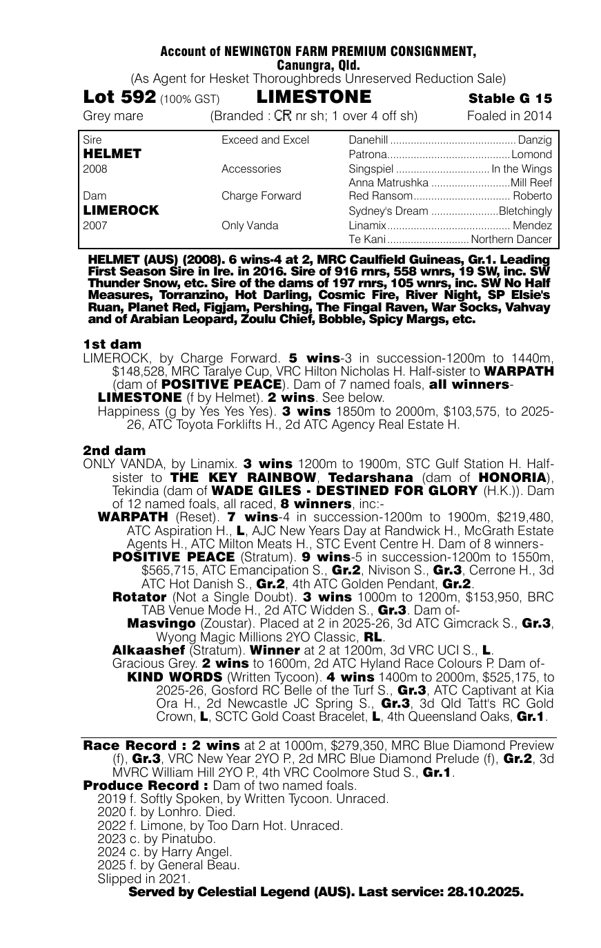Pedigree - Lot 592