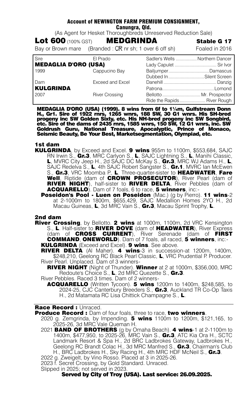 Pedigree - Lot 600
