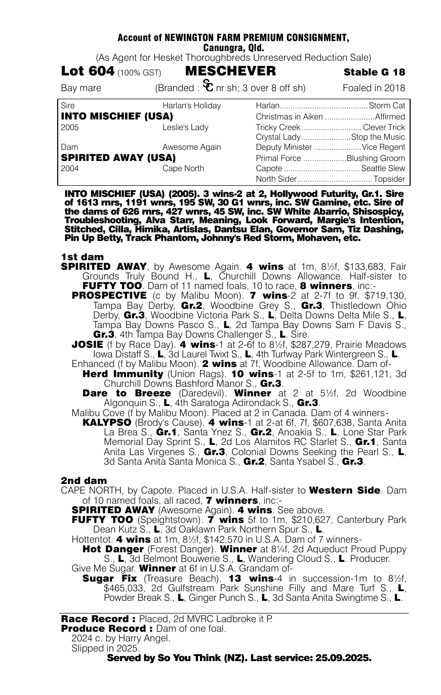 Pedigree - Lot 604