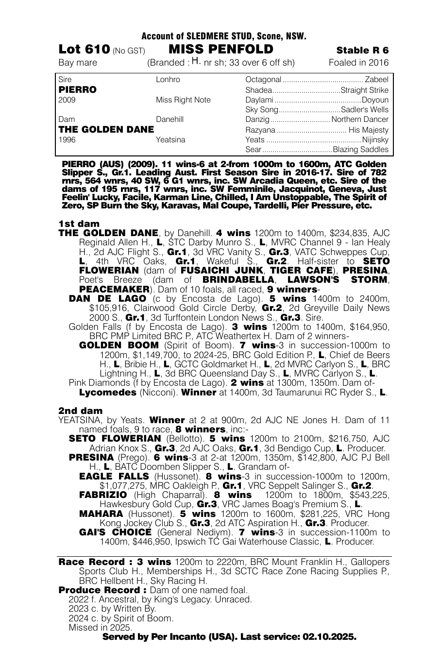 Pedigree - Lot 610