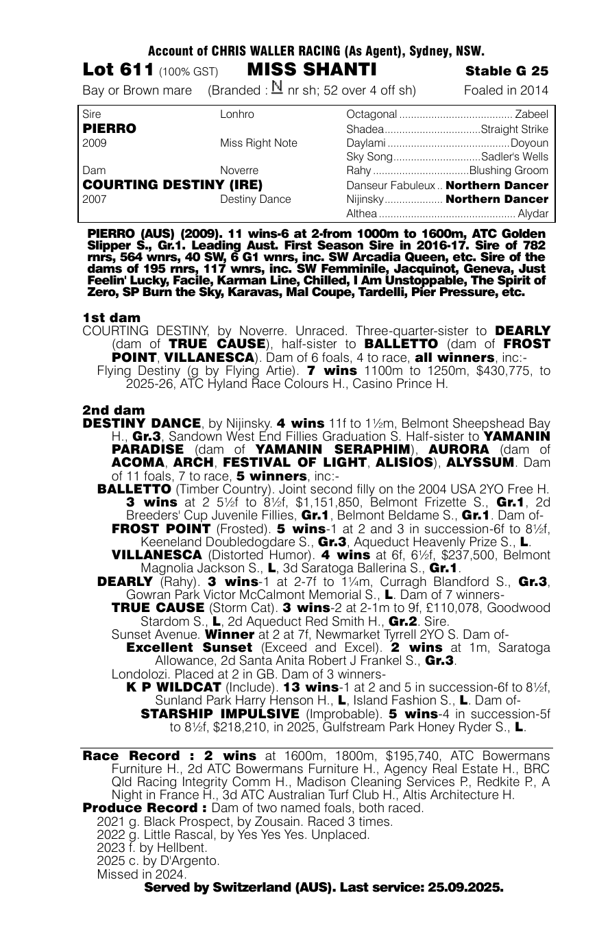 Pedigree - Lot 611