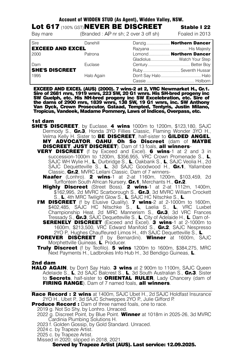 Pedigree - Lot 617