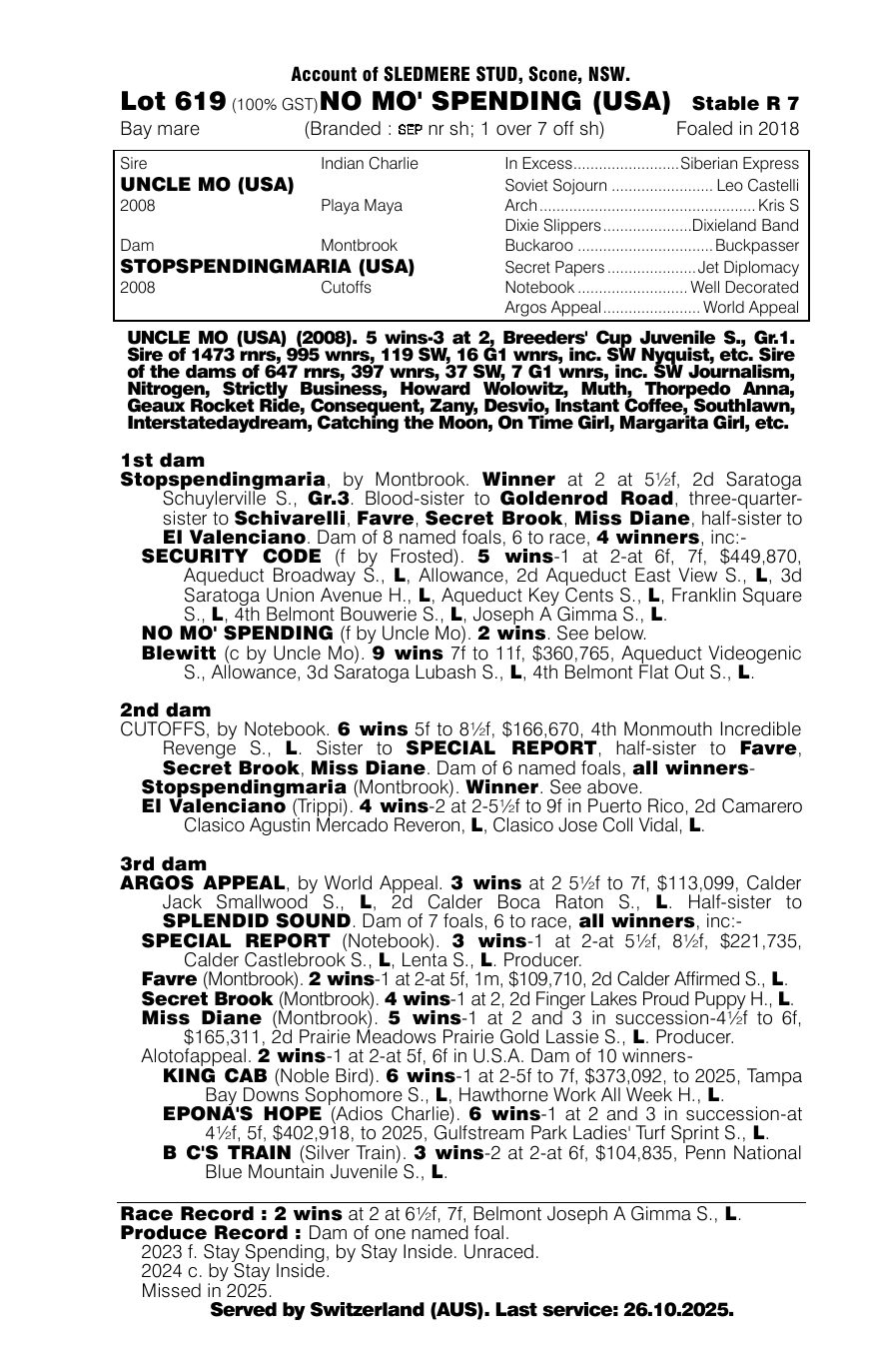 Pedigree - Lot 619