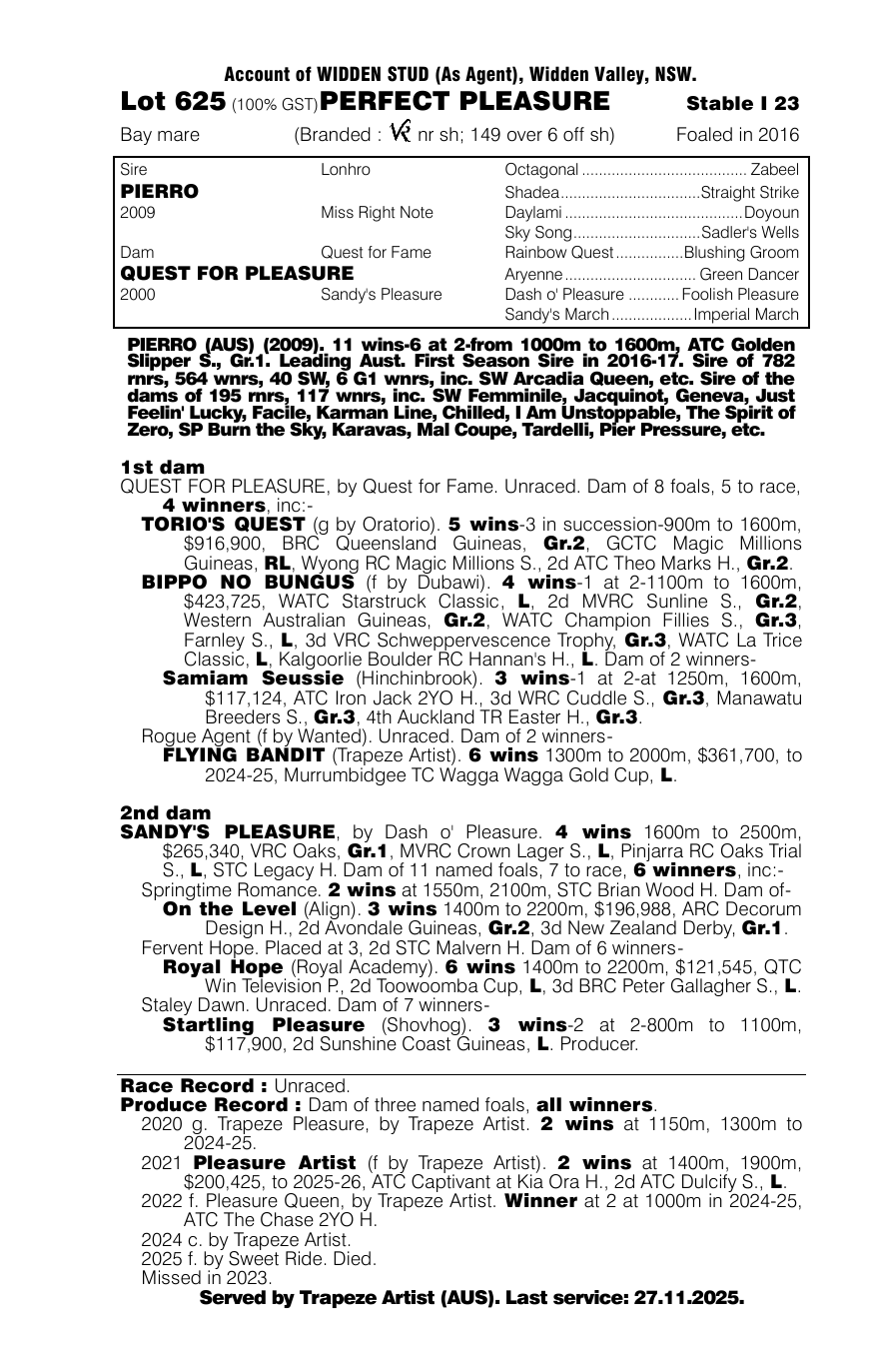 Pedigree - Lot 625
