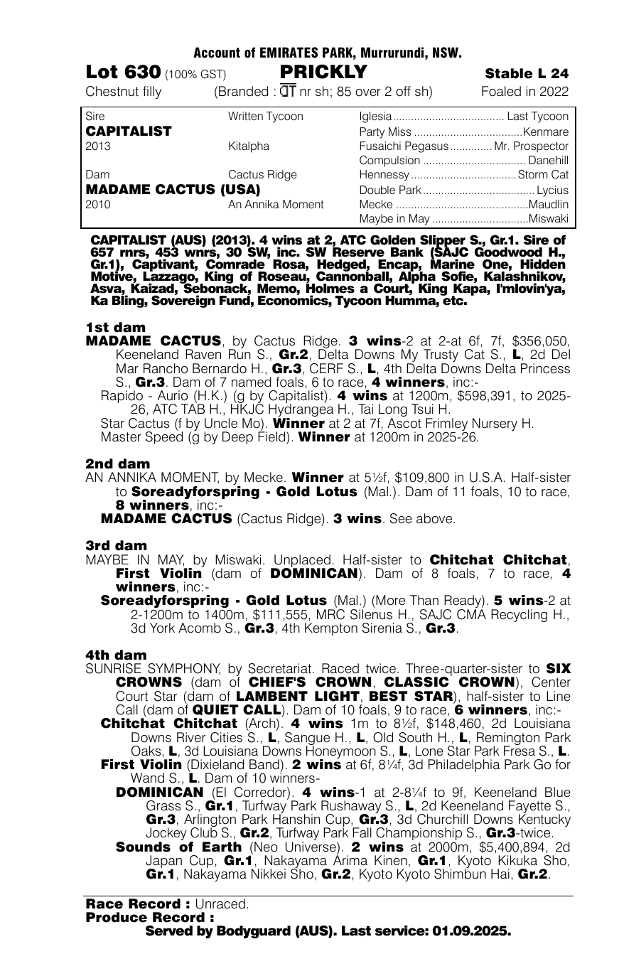 Pedigree - Lot 630