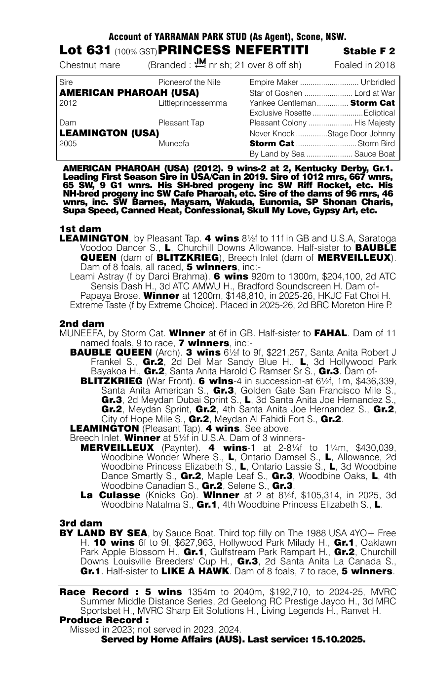 Pedigree - Lot 631