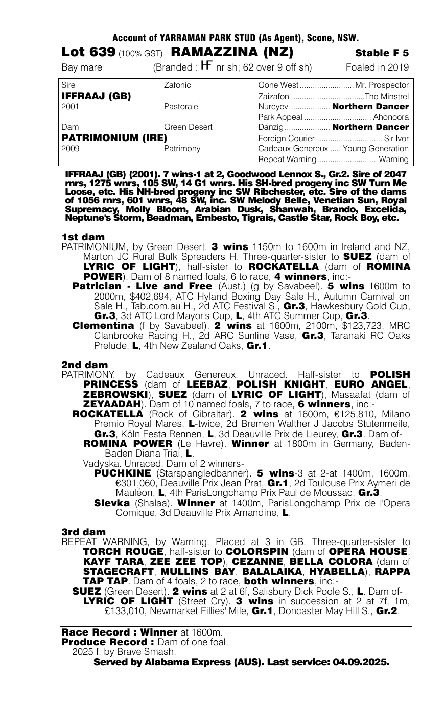 Pedigree - Lot 639