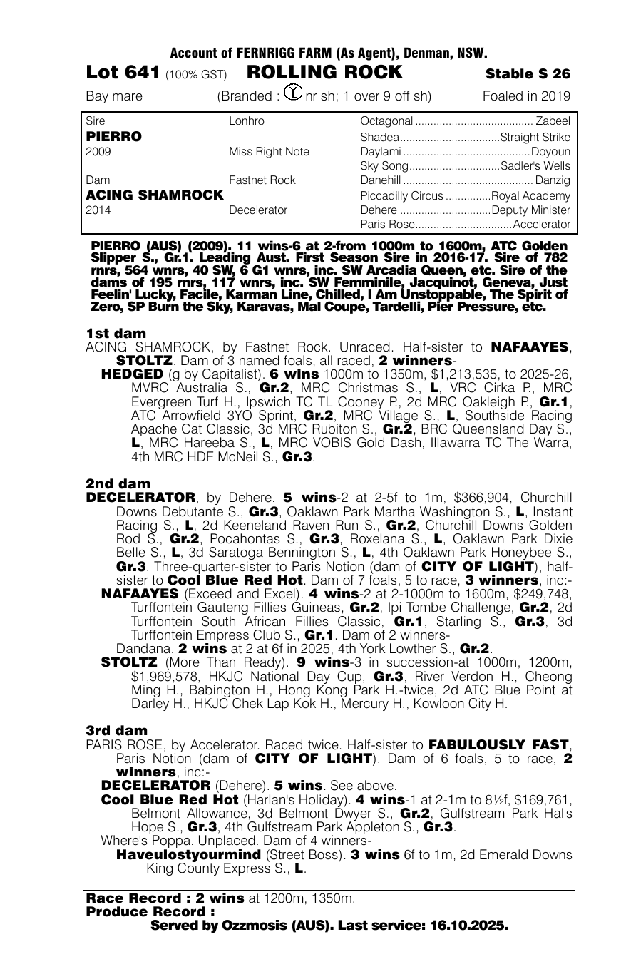Pedigree - Lot 641