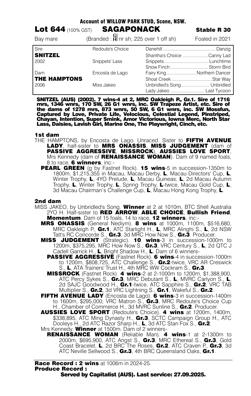 Pedigree - Lot 644
