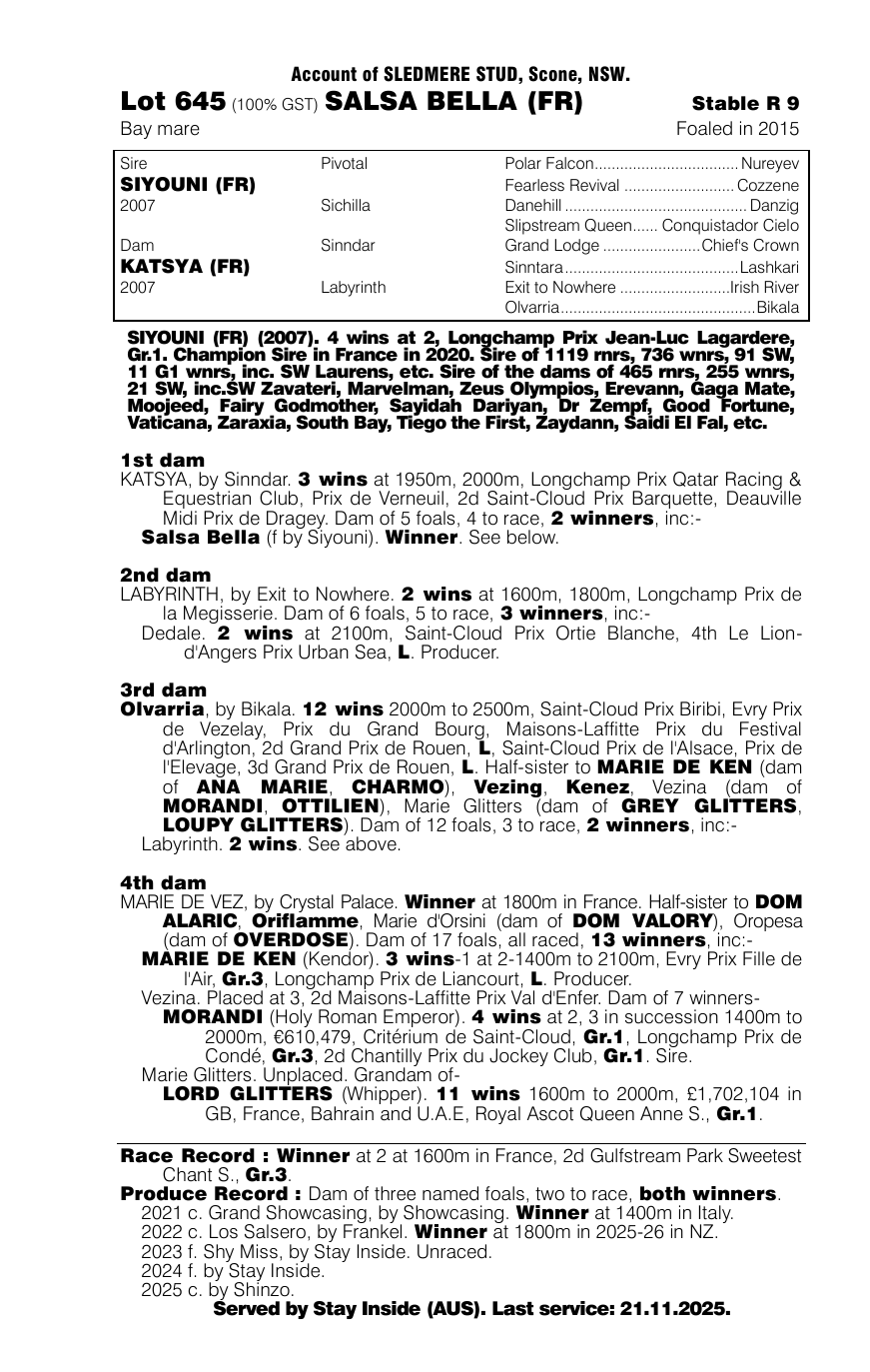 Pedigree - Lot 645